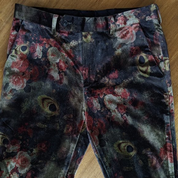 Floral Velvet Suit Pants - Slim Fit - Picture 7 of 8
